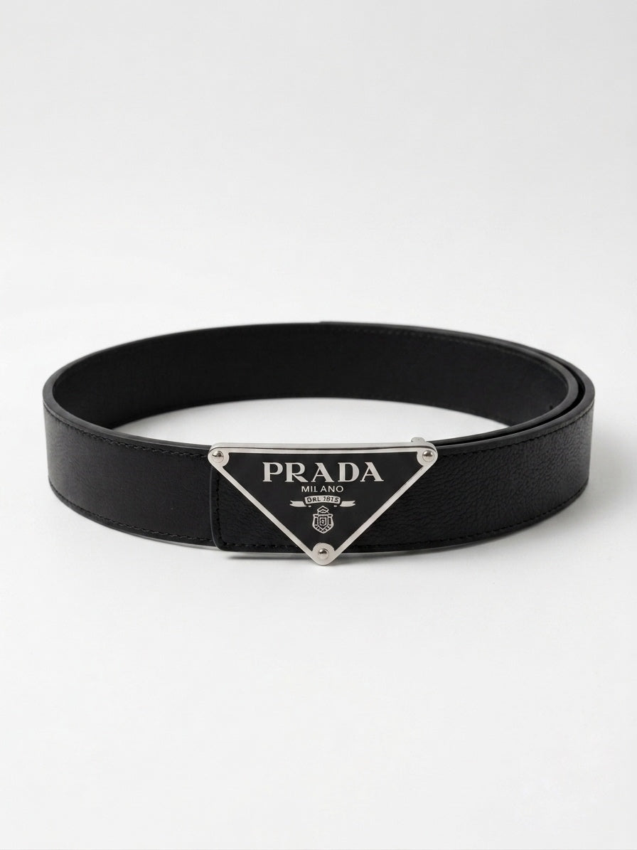 PRD Saffiano Triangle Logo Belt
