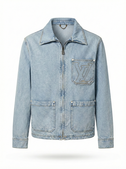 Signature Monogram Zip-Up Denim Set