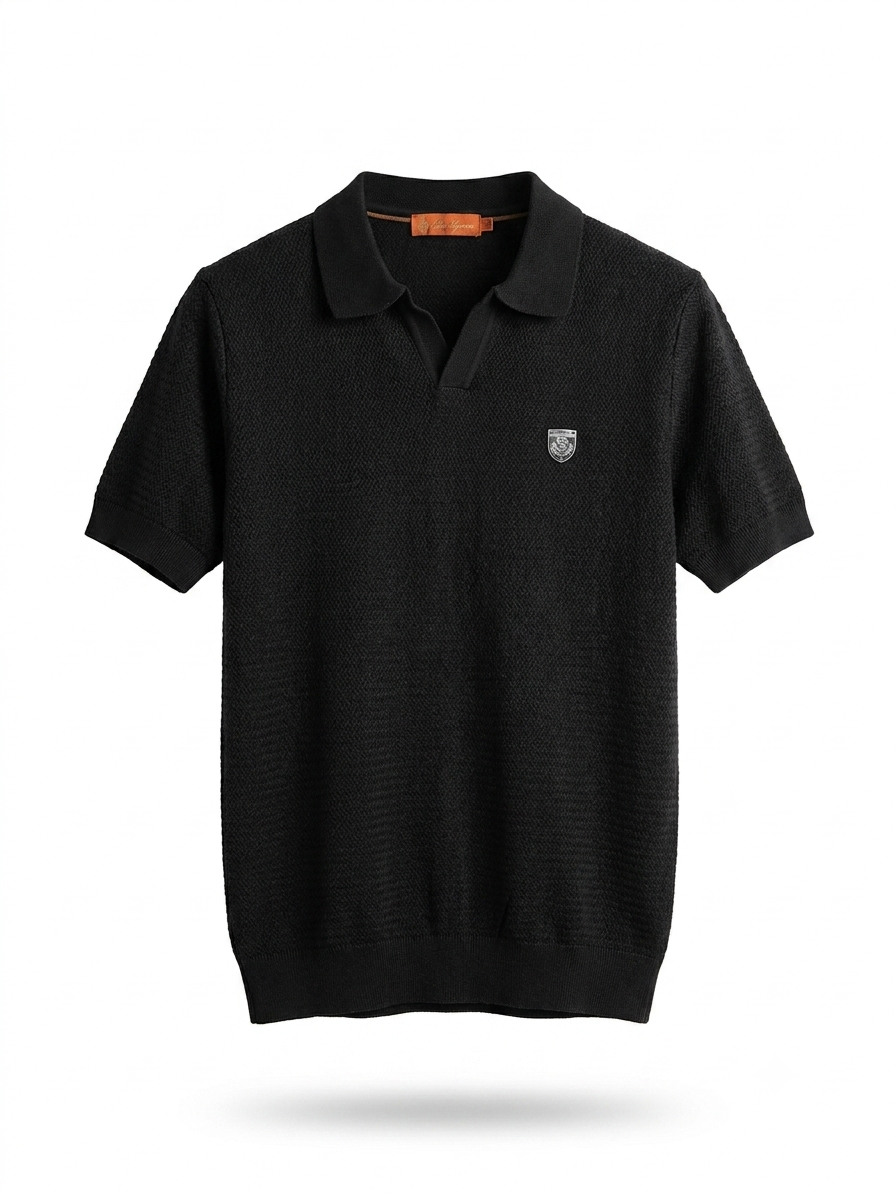 BLNR Noir Textured Knit Polo
