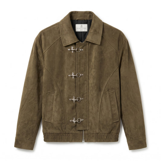 BC Olive Suede Aviator Slim fit Jacket