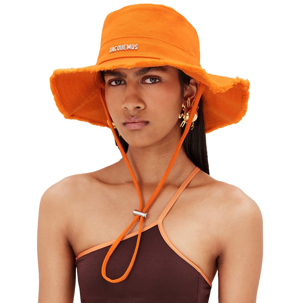 JCQMS Le Bob Frayed Artichoke Hat in Tangerine