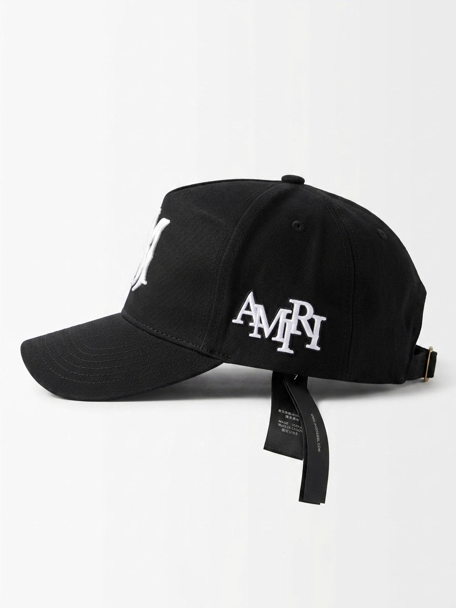 AM Signature Monogram Baseball Cap in Onyx Black