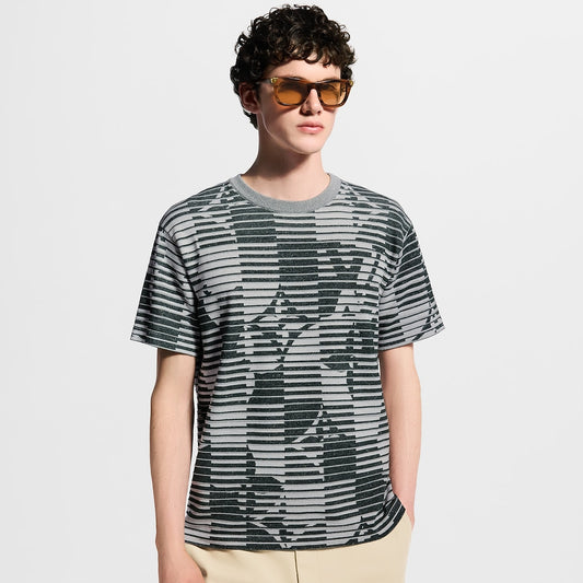 LV Monogram Fracture Textured Knit T-Shirt