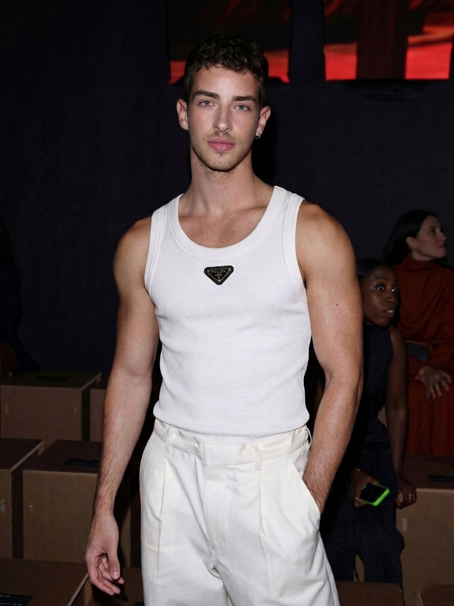 P. Enameled Triangle Logo Ribbed Tank Top