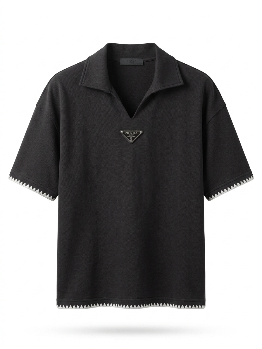 PRD | Enamel-Logo Contrast-Trim V-Neck Polo
