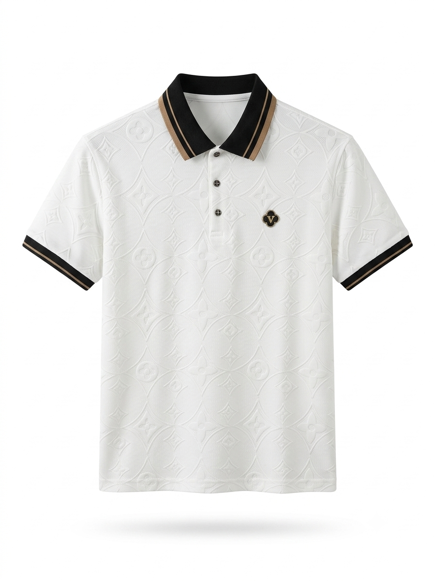 LV Signature Jacquard Polo with Contrast Trim