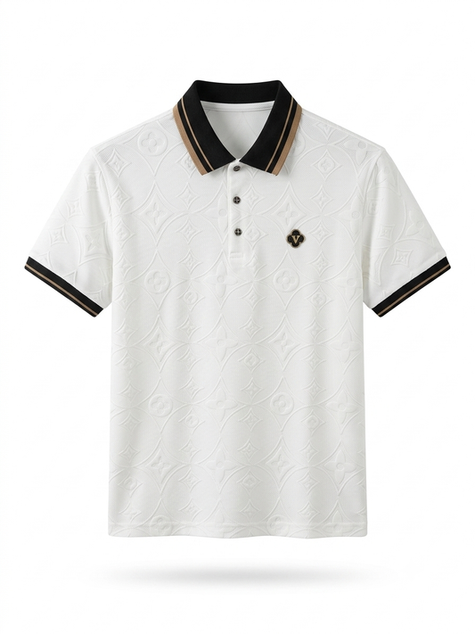LV Signature Jacquard Polo with Contrast Trim