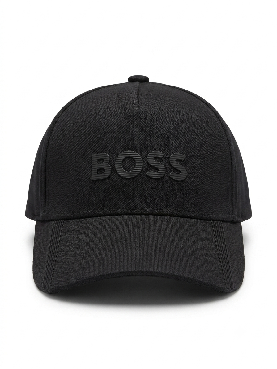 BOSS. — JET BLACK MONOGRAM BASEBALL CAP