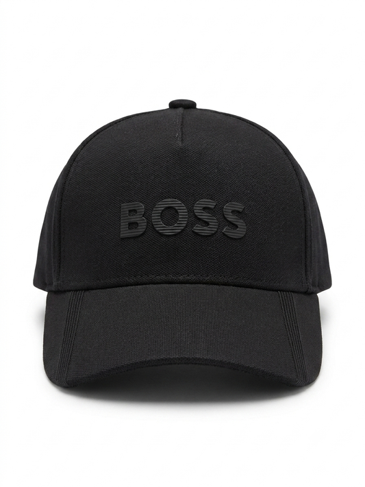 BOSS. — JET BLACK MONOGRAM BASEBALL CAP