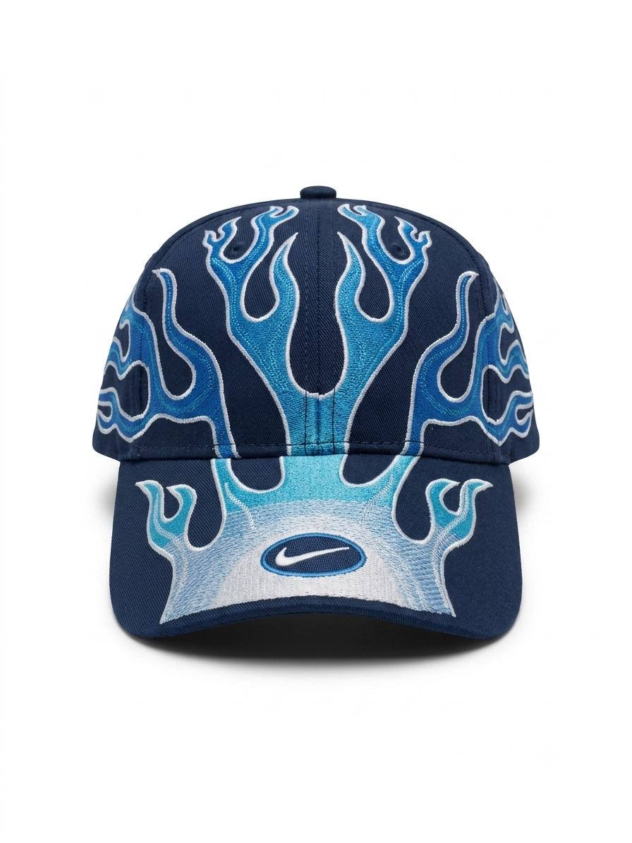NKE Inferno Swoosh Embroidered Cap in Midnight Blue