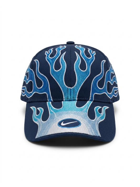 NKE Inferno Swoosh Embroidered Cap in Midnight Blue