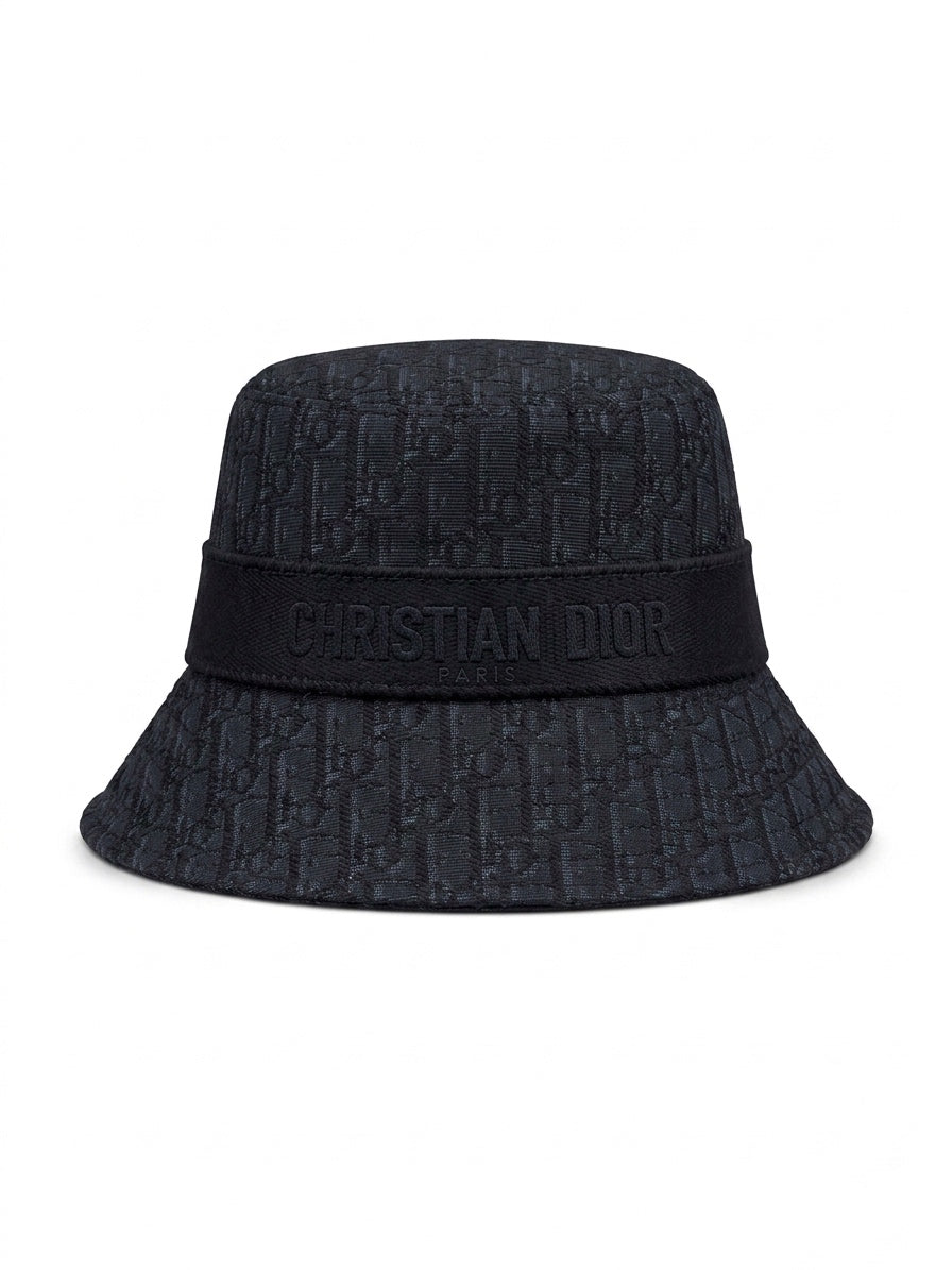 CD. Oblique Jacquard Bucket Hat in Bleu Nuit