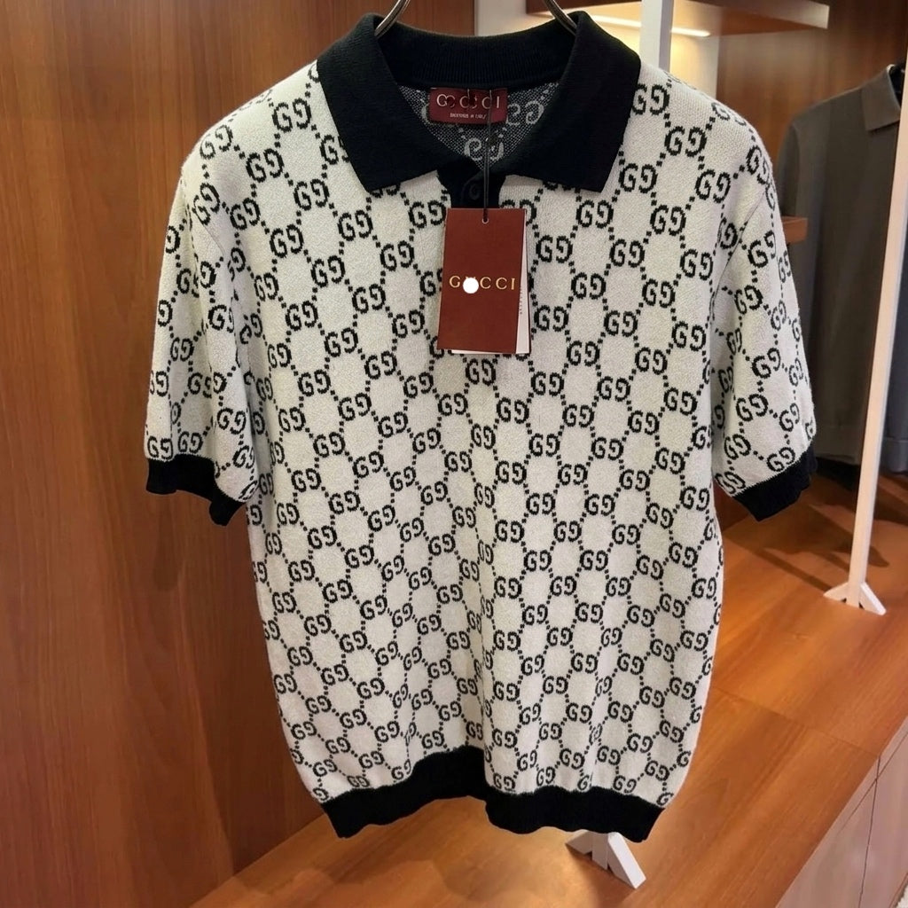 G.C. Signature Monogram Jacquard Knit Polo