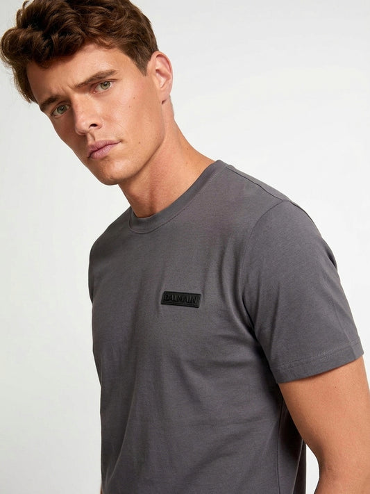 BLMN Sculpted Logo Patch T-Shirt in Optic Gray