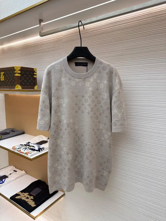 LV Tonal Monogram Jacquard Knit T-Shirt