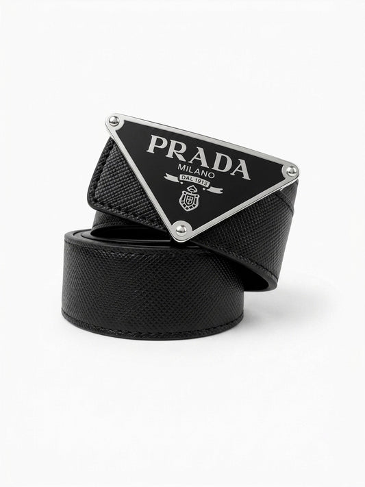 PRD Saffiano Triangle Logo Belt