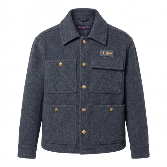 LV Monogram Patch Utility Wool Overshirt