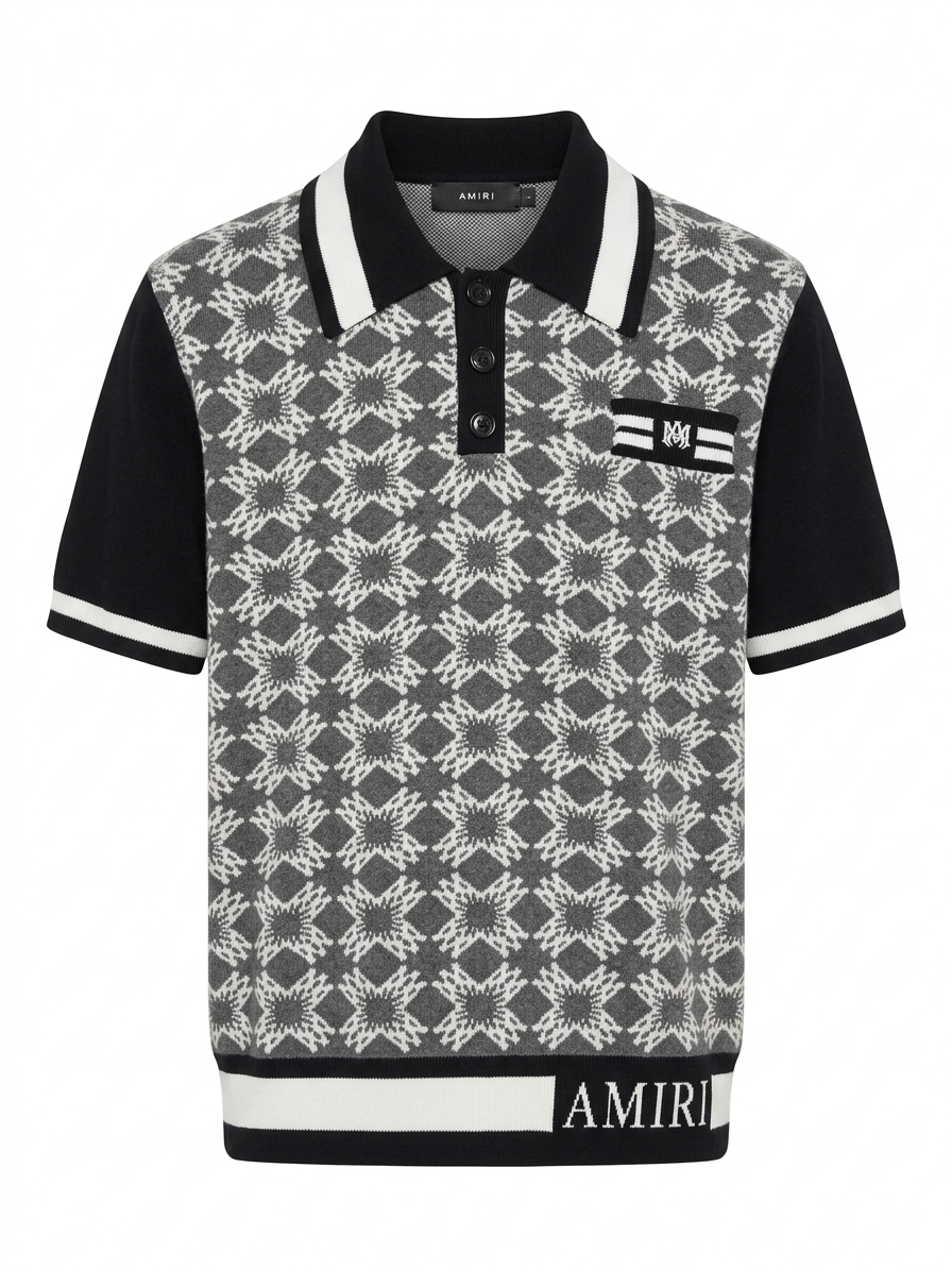 A.M Monogram Jacquard Knit Polo
