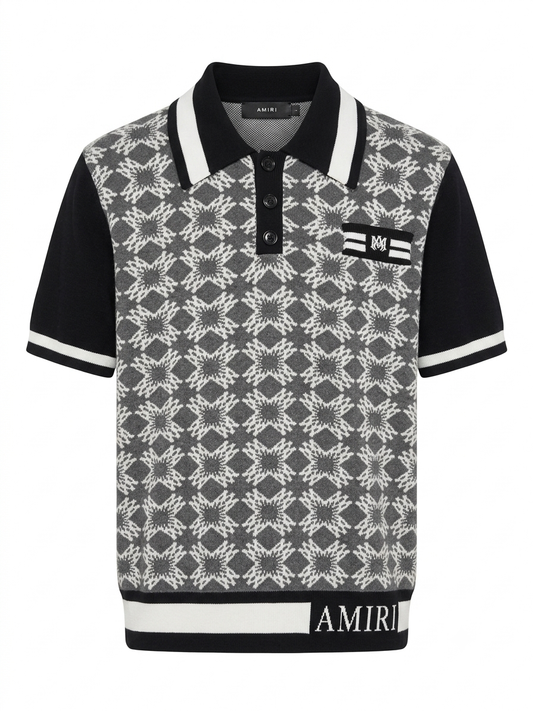 A.M Monogram Jacquard Knit Polo