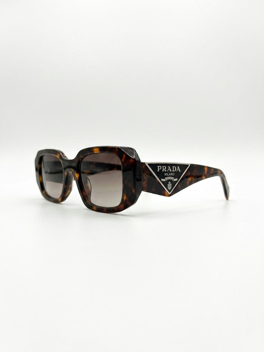PRA Tortoiseshell Triangle Logo Square Sunglasses