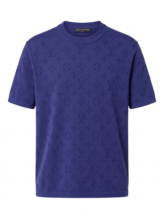LV Signature Monogram Jacquard Knit Tee - Indigo Blue