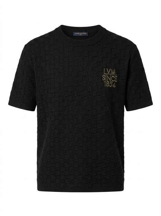 The LV Signature '1854' Textured Damier Knit Short-Sleeved Sweater
