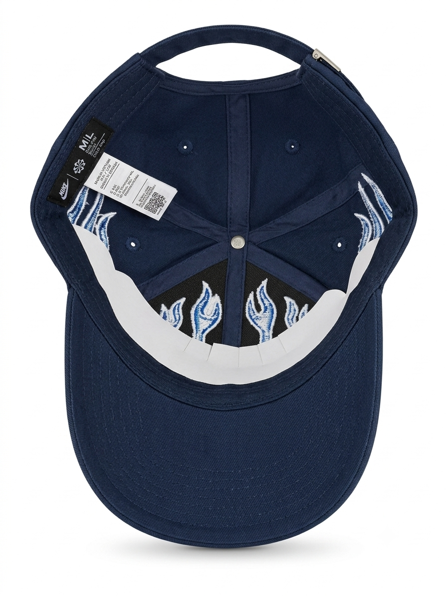 NKE Inferno Swoosh Embroidered Cap in Midnight Blue