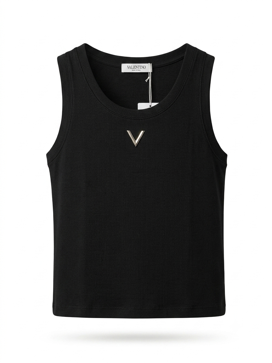 VAL | Signature 'V' Hardware Cotton Tank Top - Noir