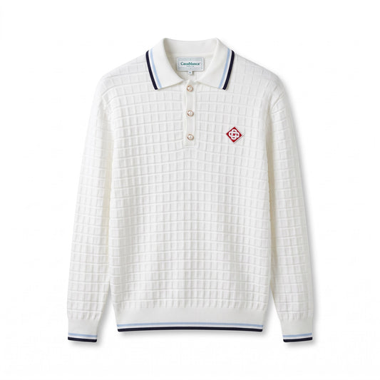 CB Pearl-Button Textured Knit Polo