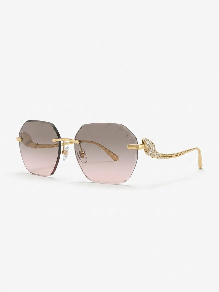 BVL Serpenti Octagonal Rimless Sunglasses