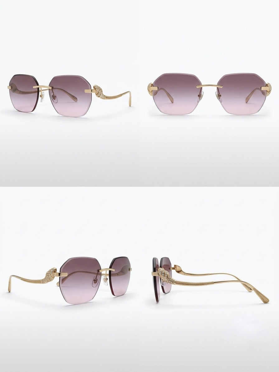 BVL Serpenti Octagonal Rimless Sunglasses