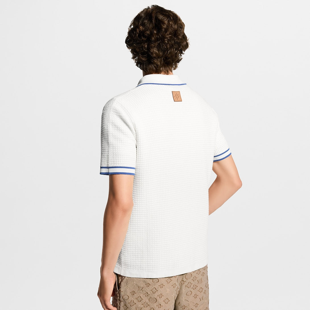 LV Contrast-Trim Textured Knit Resort Shirt