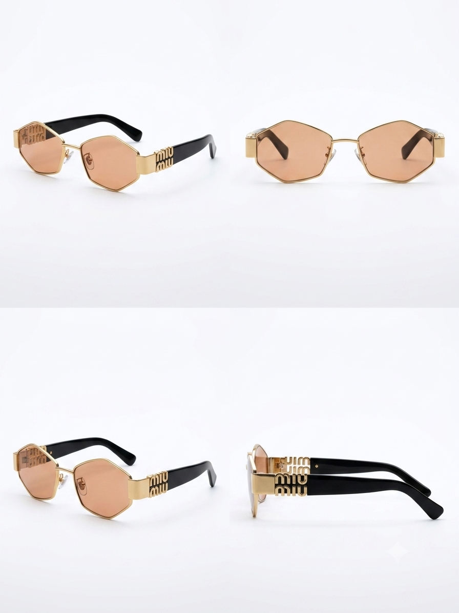 MIU. Geometric Metal Frame Sunglasses