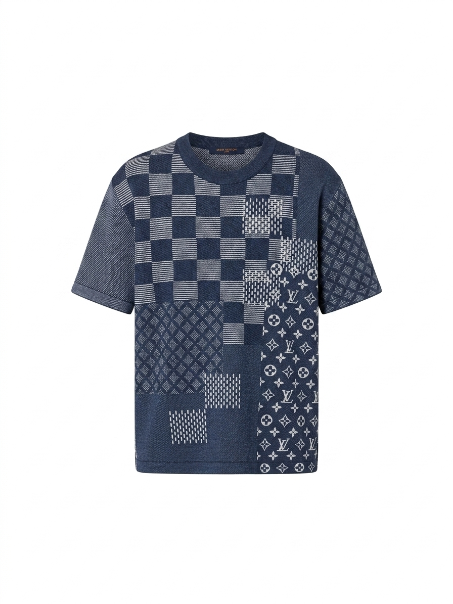 LV Damier & Monogram Patchwork Knit Tee
