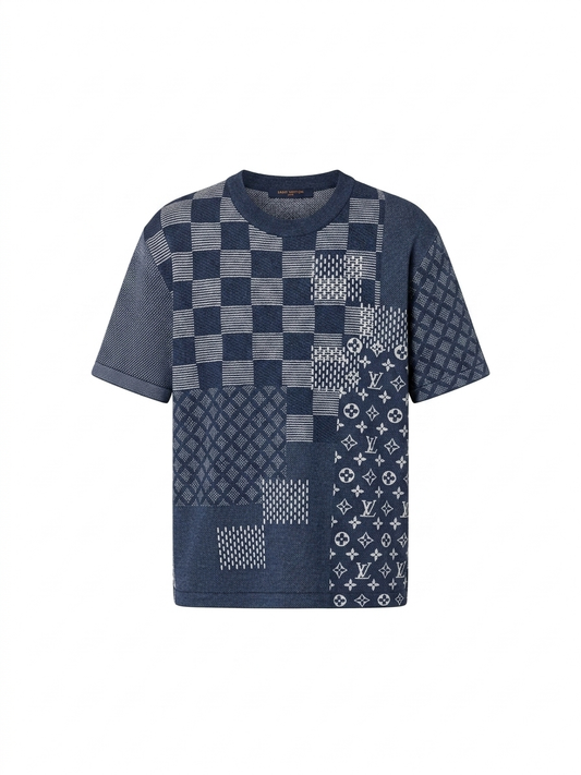 LV Damier & Monogram Patchwork Knit Tee