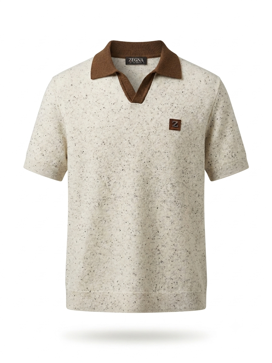Z Speckled Knit Johnny-Collar Polo