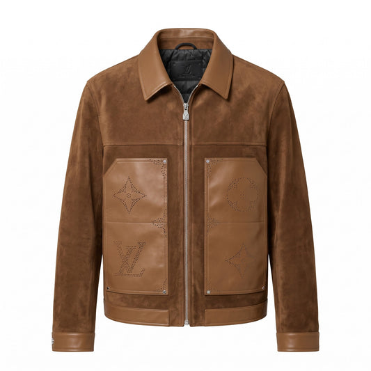 LV Brown Suede & Monogram Leather Jacket