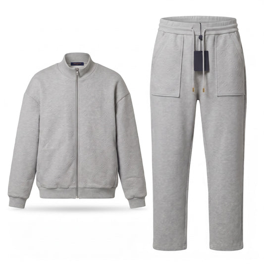 LV Monogram Embossed Tracksuit (Grey)