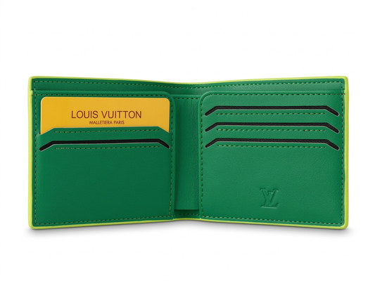 Vibrant Neon Green Embossed Bi-Fold Wallet
