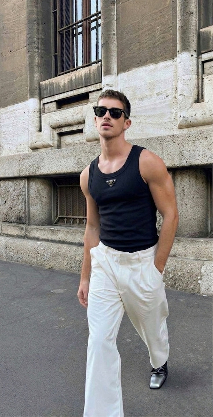The PRD Ribbed Cotton-Blend Tank with Triangular Logo Plaque