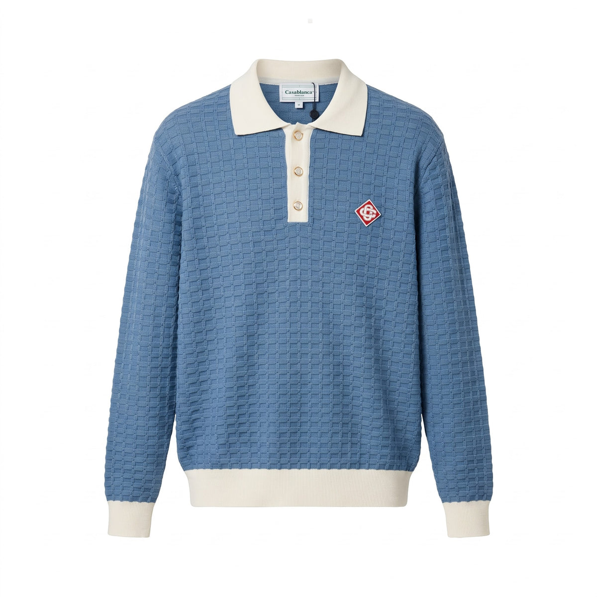 CSB Blue Textured Knit Polo