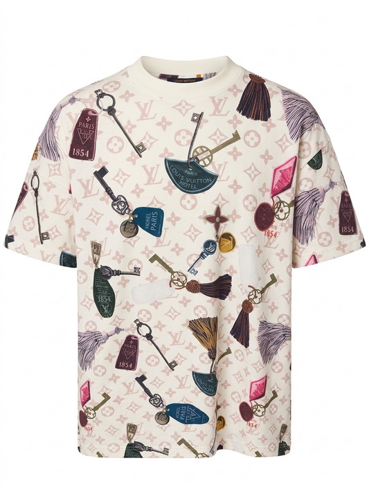 LV Vintage Hotel Key Print T-Shirt