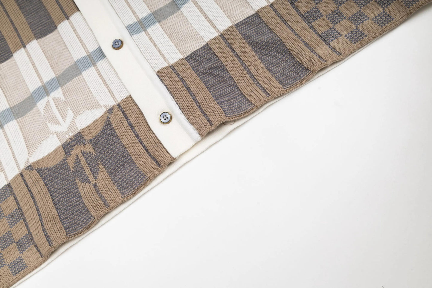 LV Damier Plaid Short-Sleeve Knit Shirt