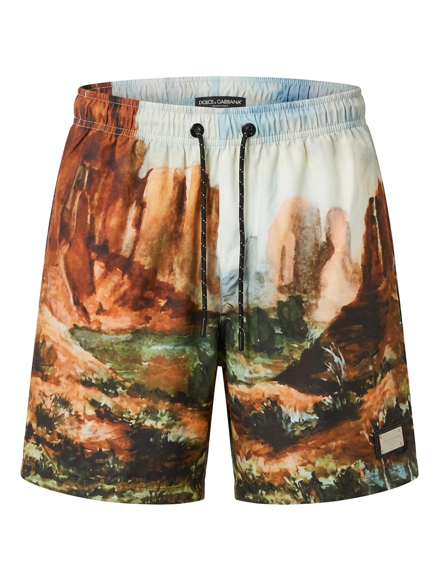 DG Italian Coast Painted Landscape Swim Shorts
