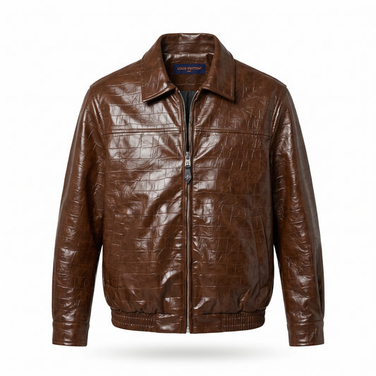 LV Exotic Embossed Blouson in Cognac