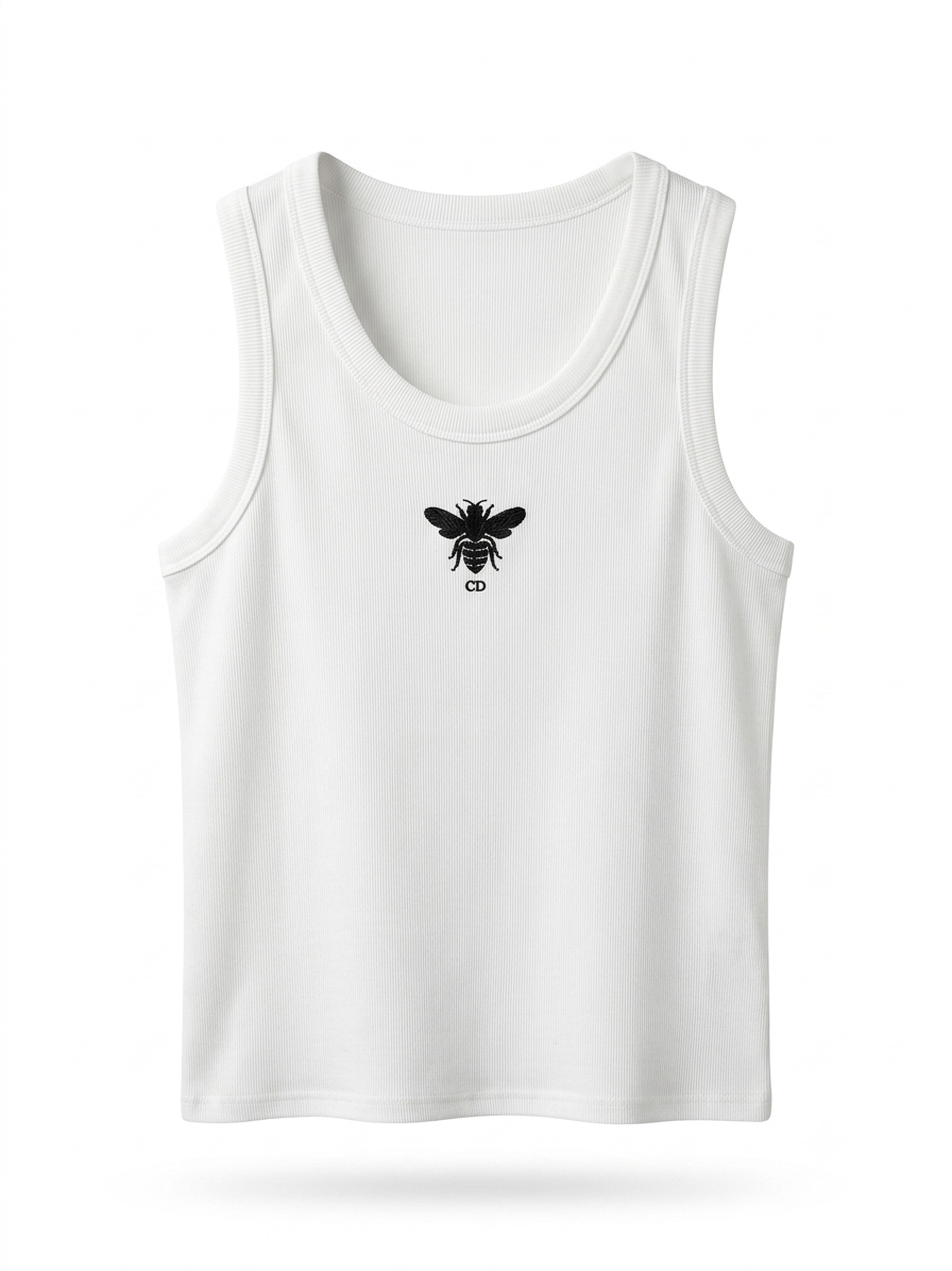 CD Signature Bee Ribbed Tank Top