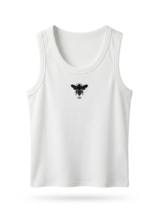 CD Signature Bee Ribbed Tank Top