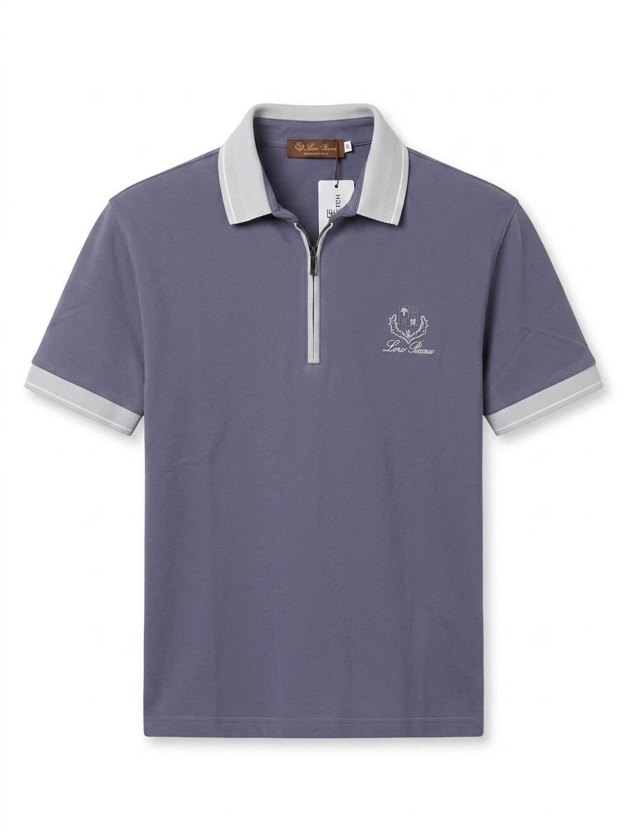 LP Contrast-Trim Quarter-Zip Polo