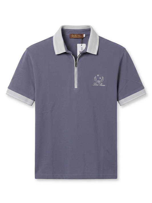 LP Contrast-Trim Quarter-Zip Polo