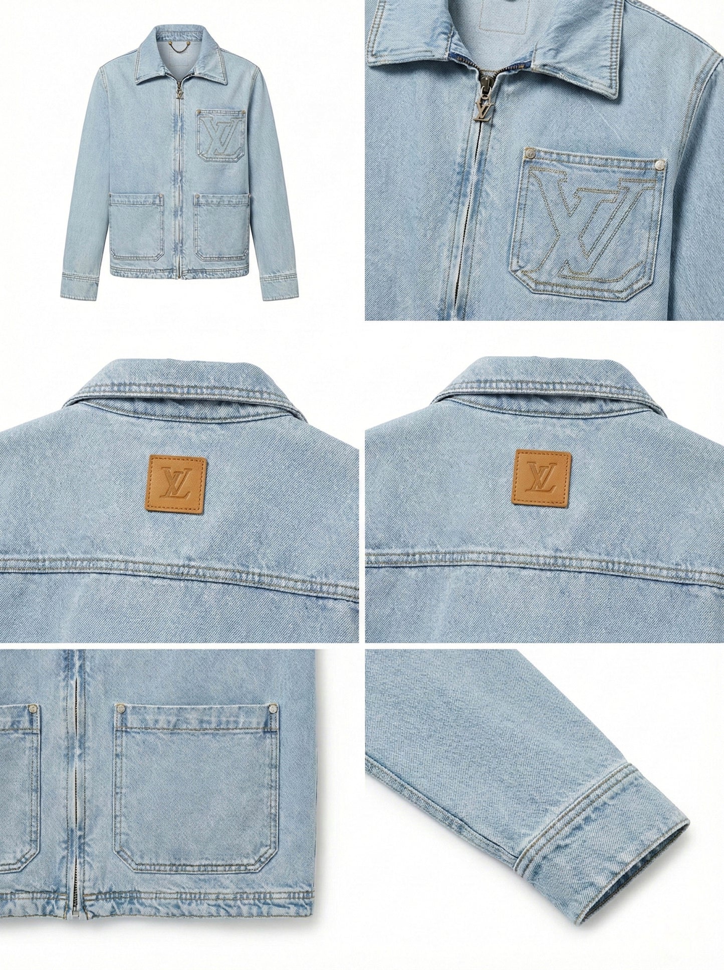 Signature Monogram Zip-Up Denim Set